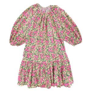 ZARA Cottagecore Voluminous Floral Print Cotton Poplin Babydoll Mini Dress Small